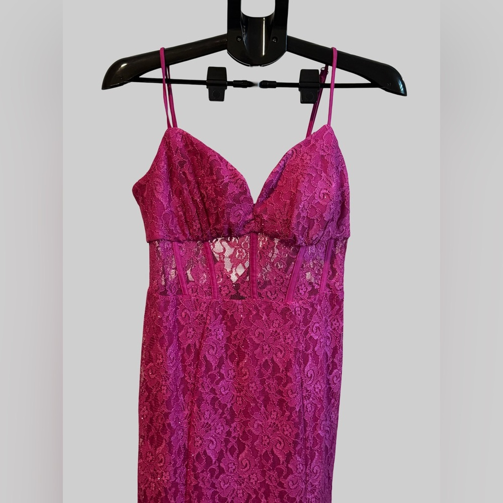 Morgan & Co. Vibrant Pink Lace Dress - Picture 7 of 9